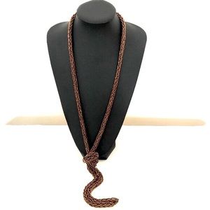 Artisan seed bead braided tassel necklace